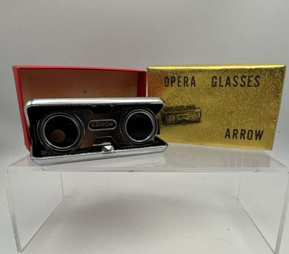 Arrow Crystar Opera Glasses Vintage Burgundy In Box